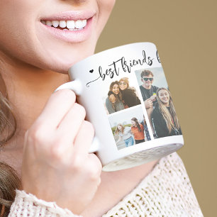 Caneca De Café Em Dois Tons Melhores amigos para sempre 6 colagem de fotos lem