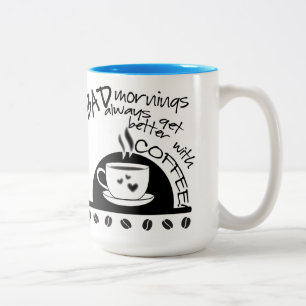 Caneca De Café Em Dois Tons Melhores manhãs com tipografia do preto do café