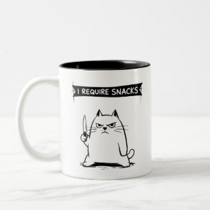 Caneca De Café Em Dois Tons Meme de Gato Engraçado Eu Preciso de Lanches
