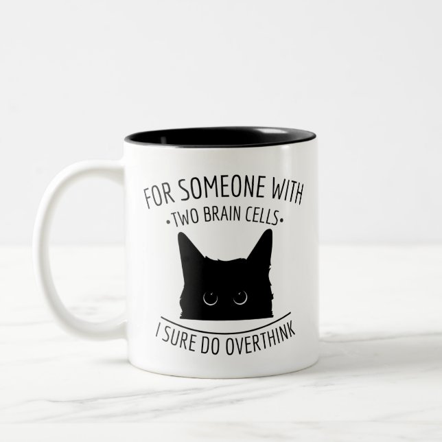 Caneca De Café Em Dois Tons Meme Gato Engraçado, Duas Células Cerebrais, Autop (Esquerda)