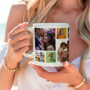 Caneca De Café Em Dois Tons Memória Única de 12 Fotos Quadradas