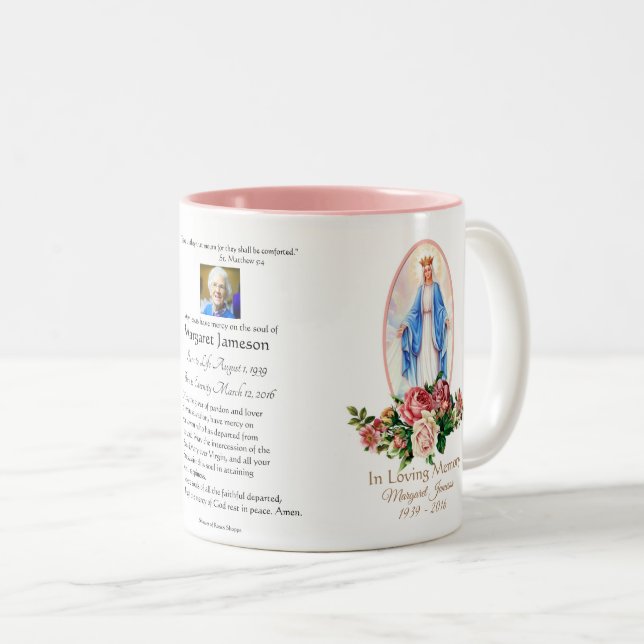 Caneca De Café Em Dois Tons Memorial fúnebre católico religioso (Frente Esquerda)
