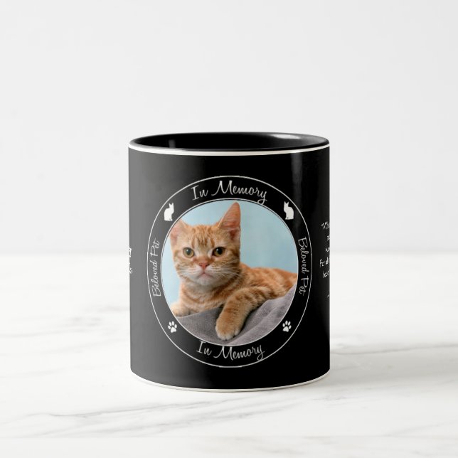 Caneca De Café Em Dois Tons Memorial - Perda de Gato - Foto/Nome Personalizado (Centro)