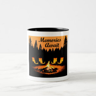 Caneca De Café Em Dois Tons Memórias de acampamento Await