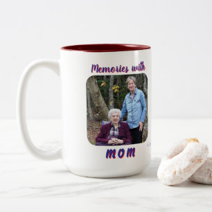 Caneca De Café Em Dois Tons Memórias de Foto Mãe Azul/Presonlização Vermelha