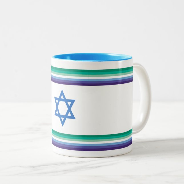 Caneca De Café Em Dois Tons Men Loving Men Israel Pride Flag (Frente Esquerda)