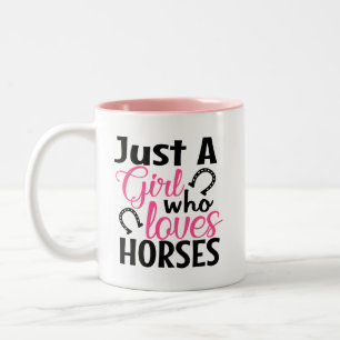 Caneca De Café Em Dois Tons Menina Ama Cavalos Ocidental Cowgirl Fofa Cavalo