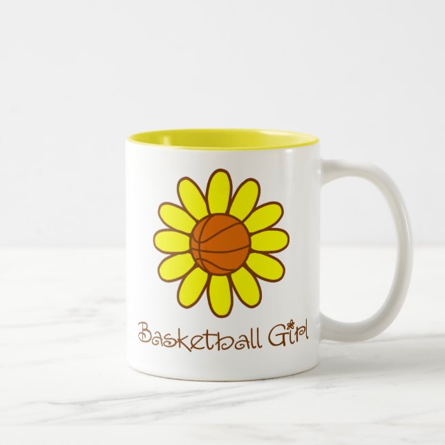 Caneca De Café Em Dois Tons Menina amarela do basquetebol (Direita)