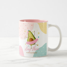 Caneca De Café Em Dois Tons Menina bonito Kawaii Avocado Ballerina Os Mostra