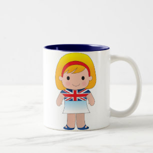 Caneca De Café Em Dois Tons Menina britânica pequena