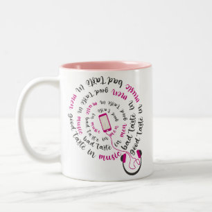 Caneca De Café Em Dois Tons Menina cita Bom gosto na música, mau gosto nos hom