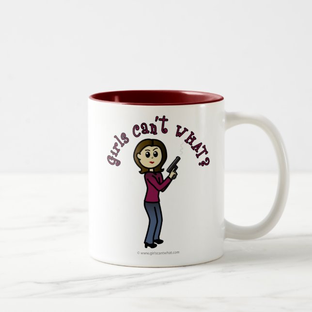 Caneca De Café Em Dois Tons Menina Clara Atiradora (Direita)