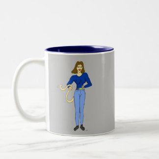 Caneca De Café Em Dois Tons menina com um rabo