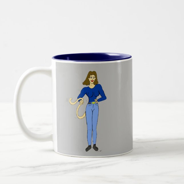Caneca De Café Em Dois Tons menina com um rabo   (Esquerda)