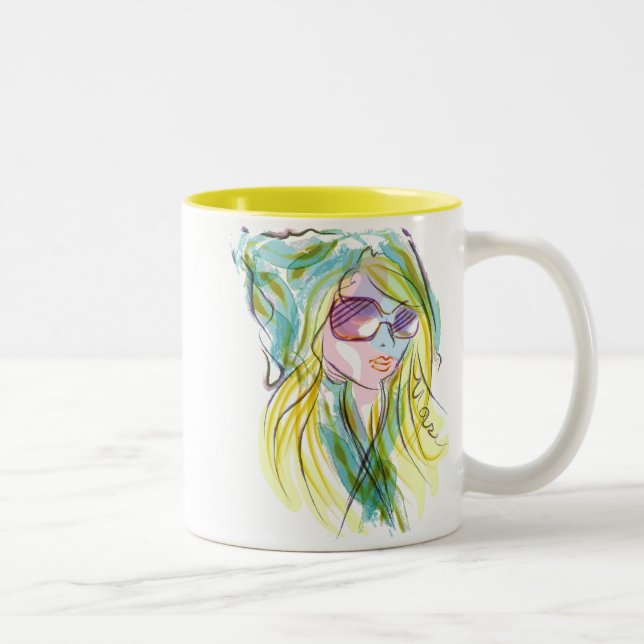 Caneca De Café Em Dois Tons Menina da forma (Direita)