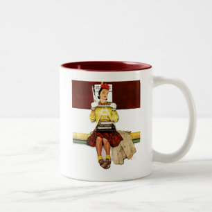 Caneca De Café Em Dois Tons Menina de cobrir