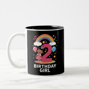 Caneca De Café Em Dois Tons Menina de Dois Anos de Idade Aniversário Fofo 2º A