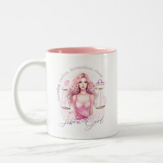 Caneca De Café Em Dois Tons Menina de Libra do Zodíaco Arte de Astrologia Femi