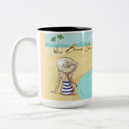 Caneca De Café Em Dois Tons menina de praia