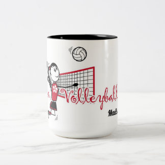 Caneca De Café Em Dois Tons Menina de Volei Personalizada Fofa