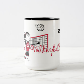Caneca De Café Em Dois Tons Menina de Voleibol Personalizada Fofa