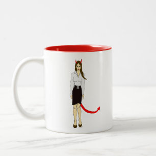 Caneca De Café Em Dois Tons menina diabólica
