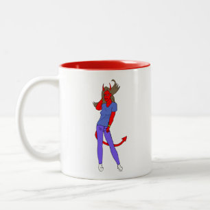 Caneca De Café Em Dois Tons menina diabólica