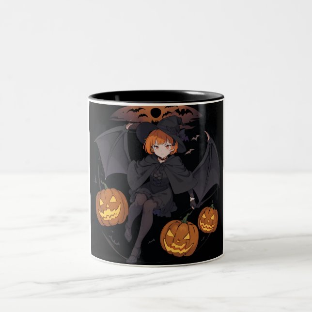 Caneca De Café Em Dois Tons menina do halloween (Centro)