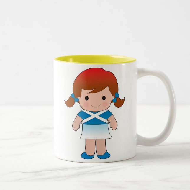 Caneca De Café Em Dois Tons Menina escocesa pequena (Direita)