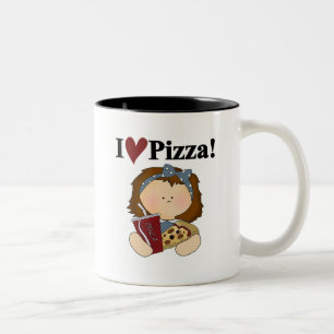 Caneca De Café Em Dois Tons Menina eu amo o camiseta e os presentes da pizza