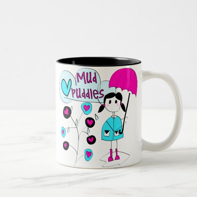 Caneca De Café Em Dois Tons Menina eu amo poças de lama (Direita)
