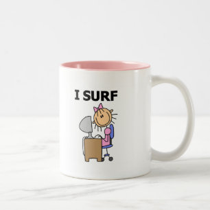 Caneca De Café Em Dois Tons Menina Eu Surfo Camisetas e Presentes na Web