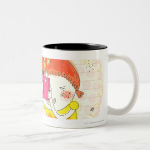 Caneca De Café Em Dois Tons Menina que guardara a câmera, clicando