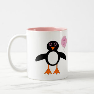 Caneca De Café Em Dois Tons Menina rosa-branca-pinheira-pinguim-pinguim