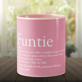 Caneca De Café Em Dois Tons Menina Rosa Engraçada, Tia Engraçada Definição