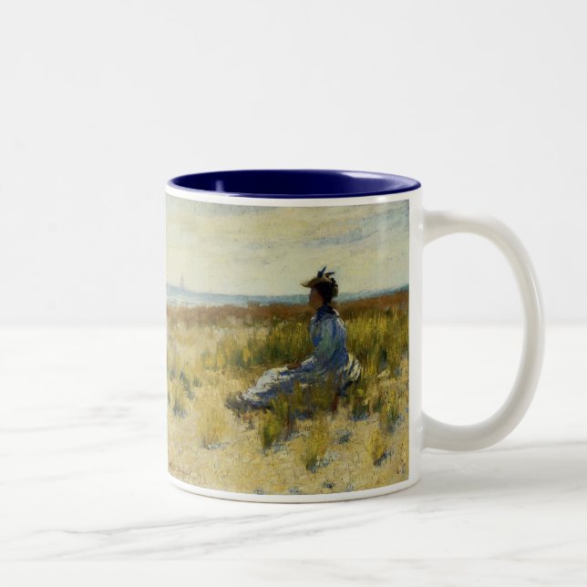 Caneca De Café Em Dois Tons Menina Sentada pelo Mar (Direita)