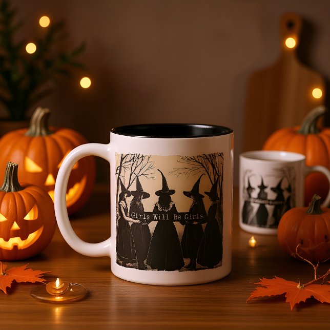 Caneca De Café Em Dois Tons Meninas Serão Raparigas | Bruxa Bonita Themed Hall (Criador carregado)