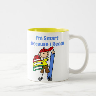 Caneca De Café Em Dois Tons Menino Inteligente Porque Eu Leio