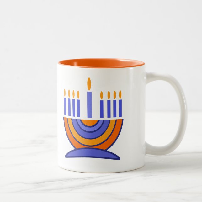 Caneca De Café Em Dois Tons Menorah e Dreidels Hanukkah Gift (Direita)