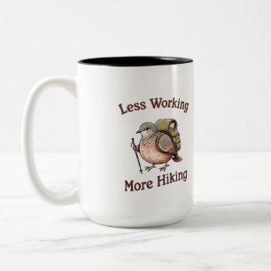 Caneca De Café Em Dois Tons Menos Trabalho Mais Trilha Fun Pássaro Pombo