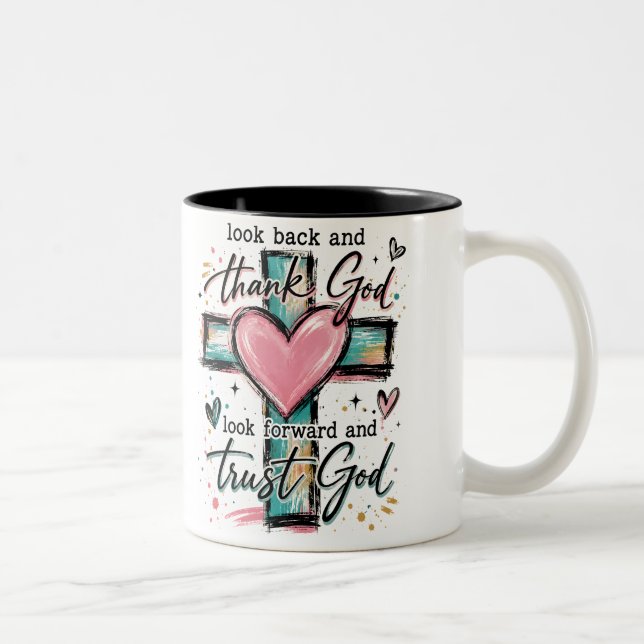 Caneca De Café Em Dois Tons Mensagem de Fé e Encorajamento (Direita)