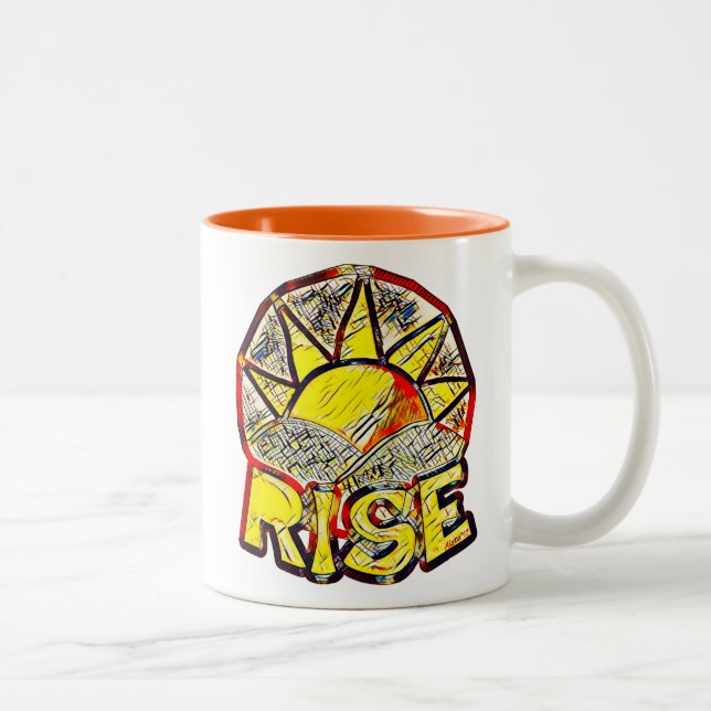 Caneca De Café Em Dois Tons Mensagem de Uplifing do Sol com Sketchy (Direita)