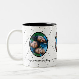 Caneca De Café Em Dois Tons Mensagem para a Mamãe com Fotos Preto e Branco