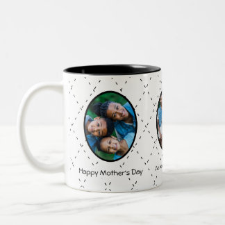 Caneca De Café Em Dois Tons Mensagem para a Mamãe com Fotos Preto e Branco