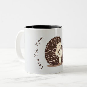 Caneca De Café Em Dois Tons Mensagem personalizada do Dia de as mães de Hedgeh