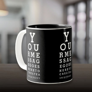 Caneca De Café Em Dois Tons Mensagem Personalizada Gráfico de Optometrista Olh