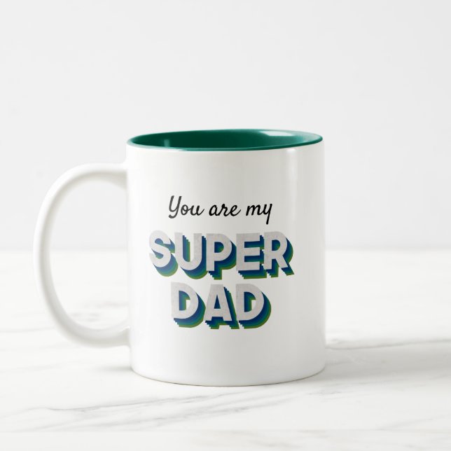 Caneca De Café Em Dois Tons Mensagem personalizável para o Superdad (Esquerda)