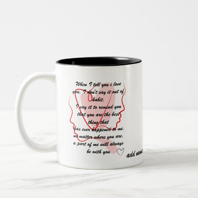 Caneca De Café Em Dois Tons mensagens de amor (Esquerda)
