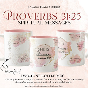 Caneca De Café Em Dois Tons Mensagens Espirituais Personalizadas Provérbios 31