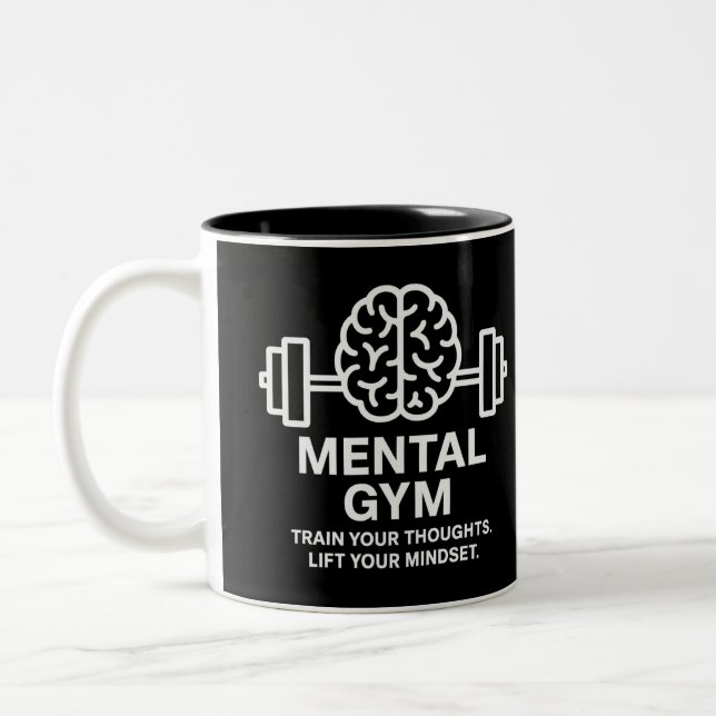 Caneca De Café Em Dois Tons Mental Gym - Mindset Motivacional (Esquerda)